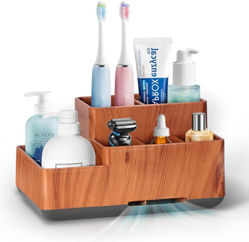 Elektrischer Zahnbürstenhalter für Badezimmer, Kunststoff-Badezimmer-Arbeitsplatten-Organizer-Fach, Schminktisch-Organizer-Tablett, Arbeitsplatten-Organizer-Box, Kinder-Schreibtisch-Organizer und