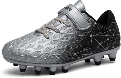 Boys Football Boots Astro Turf Trainers Kids Junior Football Shoes Sport Outdoor Athletic Sneakers Girls Soccer Cleats Black Grey
