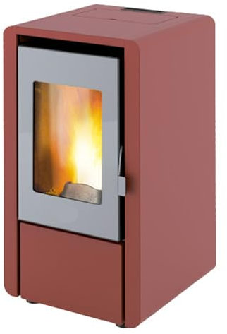 EIDER BIOMASA – Estufa de Pellets PETIT 6,5 Kw – Estufa de pellet bajo consumo – Capacidad depósito 13kg – Doble Cámara – Sistema Cristal Limpio – Automática – Superf calefac 110m3 – Color: Burdeos