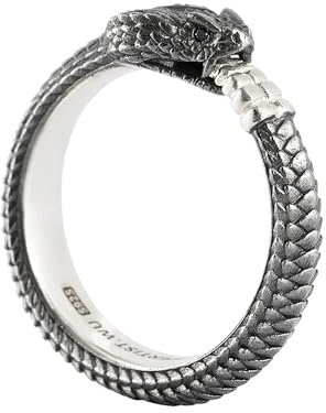COPPERTIST.WU Schlange Ring Nordeuropa Mythologie Ouroboros Ring Retro Gotisch Tierring Inlayed Zirkon Geeignet für Männer und Frauen Schmuck Geschenke(52, Sterling Silber 925)