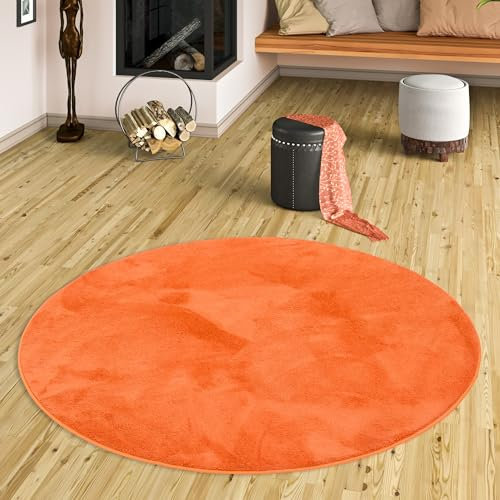 Pergamon Luxus Super Soft Hochflor Langflor Teppich Rund Flauschig Weich Wohnzimmer Schlafzimmer Melia Orange