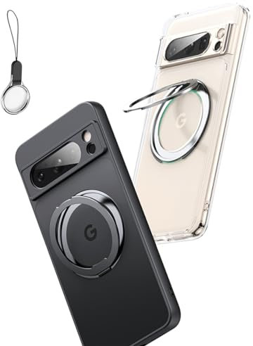 HILEGENER Hülle für Google Pixel 8 Handyhülle[Stark Magnetisch] [Kompatibel mit Mag-Safe] [360°Unsichtbarem Ring Ständer] Militärnorm Rundumschutz Stoßfest Kratzfeste Schutzhülle,Pixel 8-Transparent
