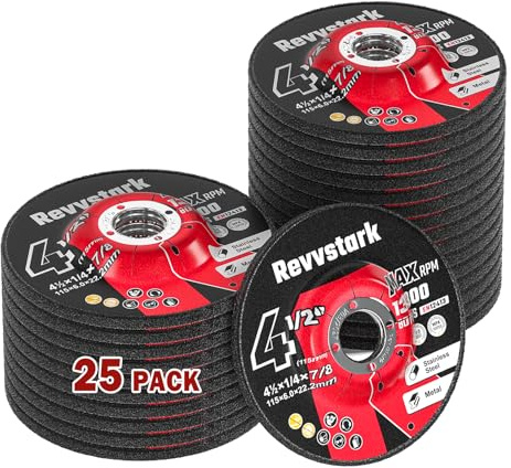 Revvstark 25 Pack Grinding Wheels 4 1/2 Inch, Angle Grinder Disc for Metal