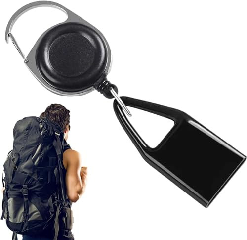 GANPUB Porte-briquet noir avec clip rétractable, étui à briquet avec cordon extensible, porte-clés portable anti-perte, étui léger pour voyage, camping, randonnée, briquets et allumettes (30 cm)