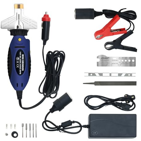 Electric Chainsaw Sharpener,Chainsaw Chain Sharpener12V,DC 55W 25000PRM,With 5 Alloy Sharpening Stones,File,Depth Gauge,Measuring Scale,230V convert 12V Outlet Power Adapter-JOVANT