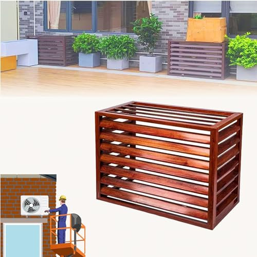 Pxkmouy 120 * 150 * 70cm copertura condizionatore esterno copertura pompa di calore in Alluminio Composito Recinzioni per La Privacy dell'Aria Condizionata Nascoste per Carichi Pesanti