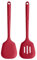 U-Taste Extra lunga spatola in silicone: Spatola da cucina solida e scanalata resistente al calore a 315 ℃, flipper da cucina per friggere pancakes di pesce (Rosso, 2 pezzi)