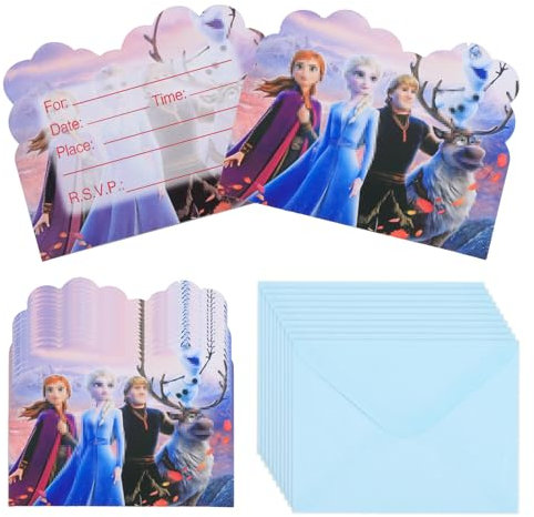 Luclay Party Invitations Kids- 20 Ice Princess Invitation Cards with 20 Envelopes Cartoon Party Invites Children's birthday Party Favors Double Sided Invite Cards for Boys Girls Baby Shower Party