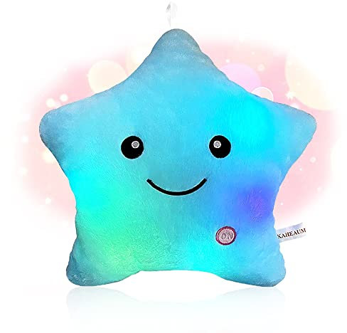 Shengou Weihnachten Kissen Stern Led,Kinderkissen Stern,Leuchtkissen Kinder,Led Stern Kissen,Leuchtender Stern Kissen,Leuchtendes Kissen Stern,Leuchtkissen Stern,Sternenkissen Kinder(Blau)