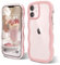 ORDA Cute Wave Frame PC Phone Cover for Women & Girls, Curly Shape for iPhone 11, Shockproof - 6.1 inchs Pink