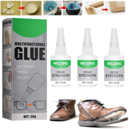 LinZong 3 Pcs 50g Welding High-Strength Oily Glue, Waterproof Universal Super Glue Gel, Fast Repair, Instant Bonding, Strong Adhesion, for Metal, Wood, Ceramics, Leather, Glass