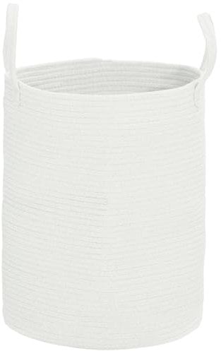 HOMCOM 36L Laundry Hamper, Cotton Rope Laundry Basket with Handles, Collapsible Washing Bin, 38 x 45cm, Cream White