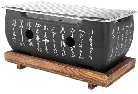 Horno de barbacoa portátil de estilo japonés, horno de carbón de aleación de aluminio con parrilla de malla de alambre y base, electrodomésticos japoneses de mesa (M)