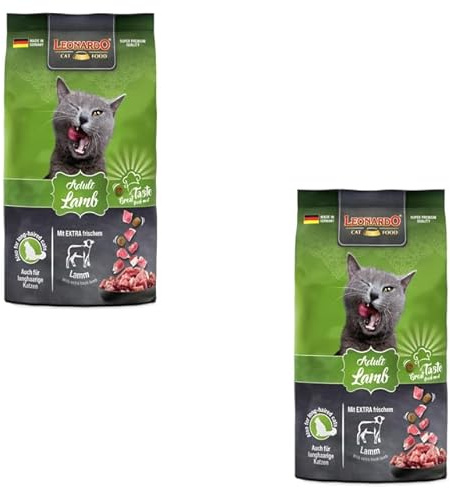 LEONARDO Adult Lamb | Doppelpack | 2 x 300 g | Trockenfutter für ausgewachsene Katzen ab 1 Jahr | Zur Unterstützung der Abwehrkräfte | Kann den pH-Wert des Harns optimieren