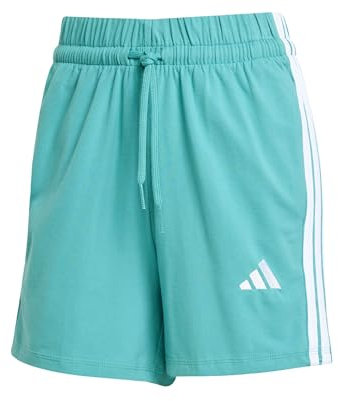 adidas Damen Essentials 3-Stripes Cotton Shorts, Powder Teal/White, XS