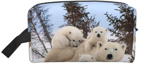 Trousse de toilette imprimée ours polaire pour homme, trousse de toilette de voyage spacieuse pour femme, blanc, Taille unique