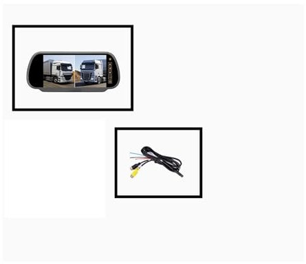 Moniteur de rétroviseur de voiture AHD 7 pouces, 2 canaux IPS, for camion et Bus, avec enregistreur vidéo numérique, 1920x1080P, for caméra de stationnement arrière(C1125-monitor)