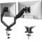 BONTEC Dual Monitor Stand, Adjustable Gas Spring Arms Monitor Desk Mount for 13-32 Inch Screens, VESA 75 & 100mm, 9KG Max Load, C Clamp, Grommet Base, Tilt, Swivel, 360° Rotation, Ergonomic Design