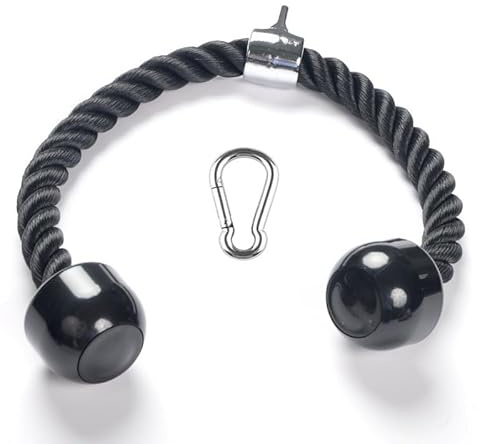 Digi Smash Heavy Duty Tricep Rope, Complete Multi Attachment Perfect for Gym, Fitness, Exercise, Body Equipment Extensions Pull Down Lats, Biceps, Triceps, Gym or Home, Black