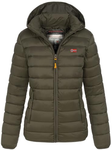 Geographical Norway Winter Jacke Steppjacke Parka Kapuzenjacke Outdoor Leicht und warm, Farbe:KAKI, Größe:S (36)