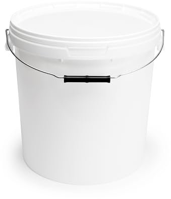 Garronda Seau en Plastique Blanc 20 litres avec Couvercle - pour Le Stockage de Produits Alimentaires et Chimiques - en Polypropylène - Lot de 1 - GD-0116