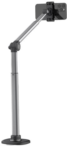 Tripod Mount, Video Recording Holder, Overhead 360° Rotating Aluminum, Adjustable Desktop Stand, Phone Arm For Vlogging, Photography, Live Streaming, 12 X 4.1 X 3.5in