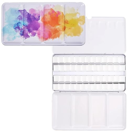 Leere Aquarellpalette, Palette Farbkasten mit 52 Pcs Hälfte Pfannen, Großes Buntes Metall Box, Wassermalkasten, für Aquarellfarbe, Gunst malerei, DIY Kunst