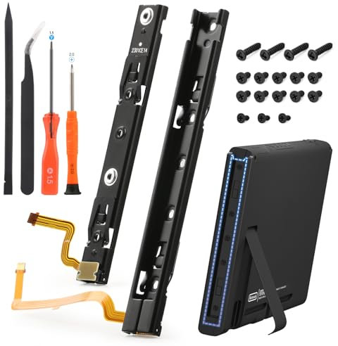 RongZy 1 paire de glissières gauche et droite pour Nintendo Switch avec câble flexible, pièces de rechange compatibles avec console Nintendo Switch avec outil et vis