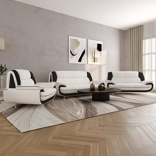 Imebel Sofa Set 3-2-1 für Wohnzimmer – Bequeme Couchgarnitur mit 3-Sitzer, 2-Sitzer & Sessel – Elegante Sitzgarnitur mit Stoffbezug – Ohne Schlaffunktion – Komfortable Polsterung – Modernes Design