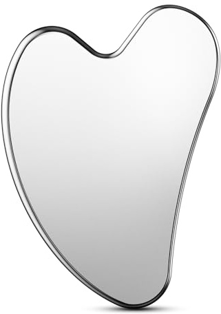 BEZOX Edelstahl Gua Sha Stein - Guasha Stein für Kieferlinien-Straffung und Reduzierung von Gesichtsschwellungen -Guasha Gesichtsmassage für Hautstraffung, Lymphdrainage Gesicht (Groß)