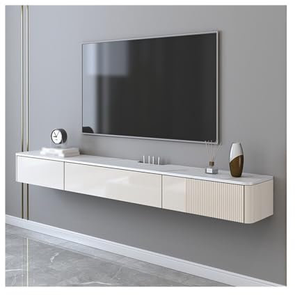 XXAD553TY Floating TV Stand with 2 Drawer TV Cabinet for Small Living Rooms Edia Console Floating Storage Cabinet(Blanco,150x24x19cm)