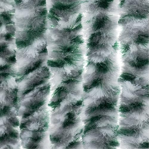 Moritz, tenda in ciniglia da 90 x 220 cm, colore bianco/argento/verde melange, per porte, come zanzariera per campeggio e roulotte