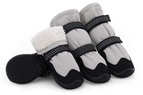 BWBIKE Anti-Rutsch Hundestiefel für Winter Regen & Schnee, Pfotenschutz für Outdoor-Abenteuer & Hartböden, rutschfeste Hundeschuhe mit Gummisohle