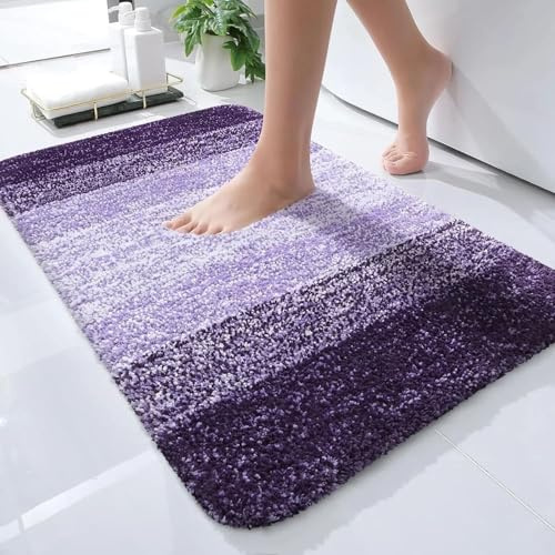 Badematten Gradient Lila Badematte rutschfest Waschbar Flauschige Badteppich Mikrofaser Saugfähig Badvorleger Duschvorleger