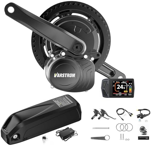 Varstrom TSDZ Mittelmotor 36V 250W TS-DZ*2B mit EKD01 Mehrsprachig LCD Anzeige and Optionaler Batterie,2024 Version TSDZ-2 Elektrofahrrad Umbausatz Drehmomentsensor Mittelmotor