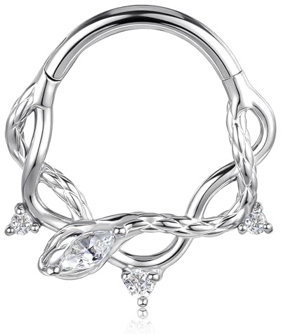 Vankula Septum Piercing segmento Clicker Anello in acciaio chirurgico 16G 8mm CZ Naso Nostril Daith Helix Rook Gioielli Uomo Donna Argento Oro