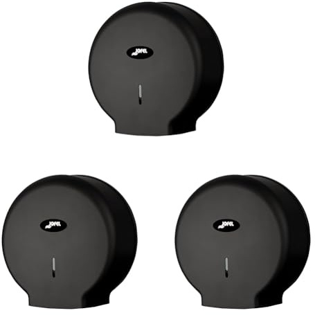 Jofel - Mittelgroßer industrieller Toilettenpapierrollenhalter, 300m Rollenpapierspender, 220mm Durchmesser, 45mm Spindel, Ideal für öffentliche Toiletten, Hochwertiges ABS, AE57600-MT Schwarz Matt