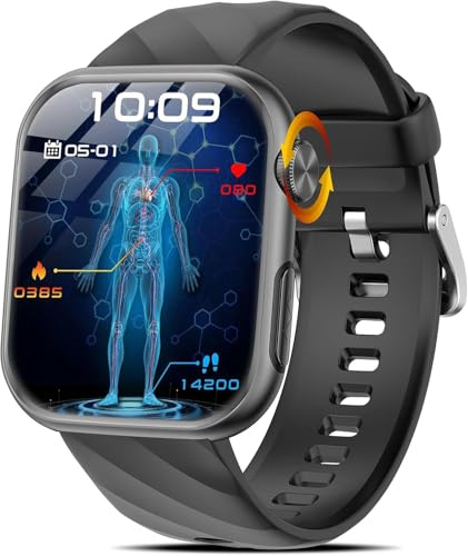 2026 Montre Connectée ECG/HRV/Pressιon αrtérιelle/IMC/Sommeil/αpnée Monitor/Acide Urique 1.97 AMOLED Homme Femme Smartwatch avec 24H Fréquence Cardiaque/SpO2, Appel Bluetooth/SOS, pour Android/iOS