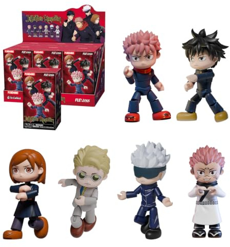 puremind Jujutsu Kaisen Baustein-Figuren, JJK Blind Box, 6er-Set | Offiziell lizenziert, bewegliche arme, chibi-look, keine doppelten motive, zum bauen, für regal, vitrine, sammlung und deko