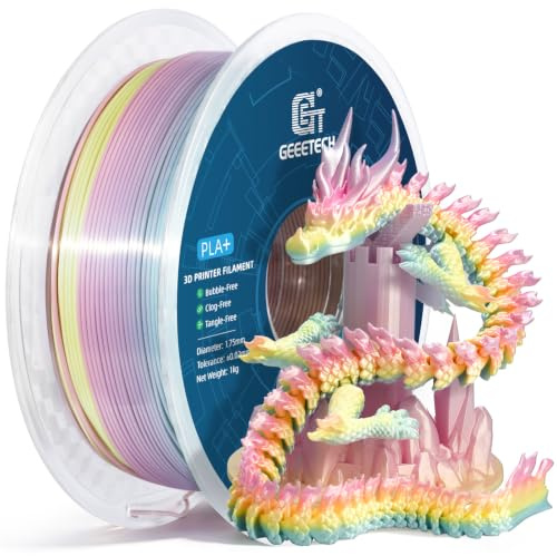 GEEETECH Silk PLA, Silk Hellfarbiges Regenbogen Filament 1,75 mm, 1 kg für 3D-Drucker