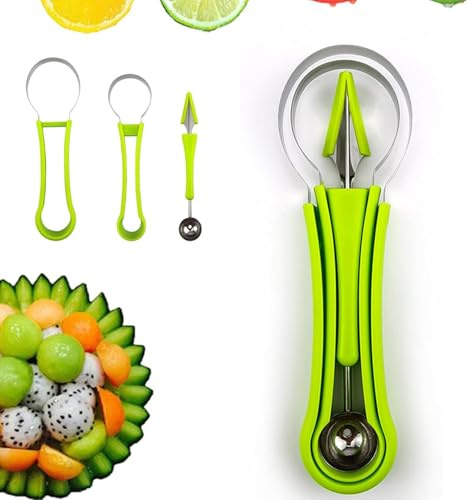 KIMHOME 1 set di utensili per frutta 4 in 1 in acciaio inox, affettatrice melone e coltello per angurie e meloni di miele
