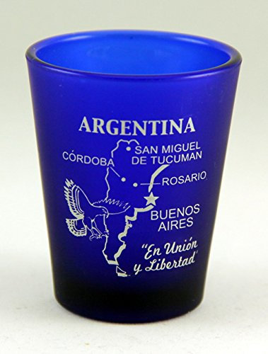 World By Shotglass Argentina Cobalt Blue Frosted Shot Glass