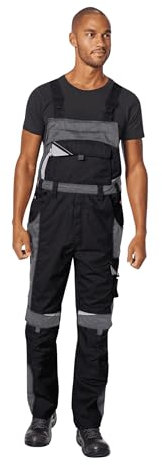 pka elastische Arbeitslatzhose für Herren BESTWORK - Allrounder für Bau, Handwerk, Industrie & Heimwerker in Schwarz/Grau Größe 56