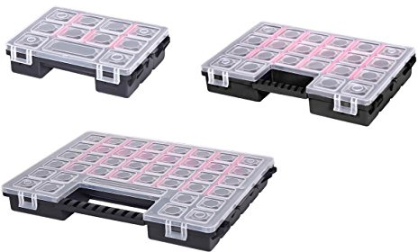 3-teiliges Organizer-Set aus Kunststoff mit variablen Trennwänden | In verschiedenen Größen, für Haushalt, Werkstatt und Garage, robust und vielseitig