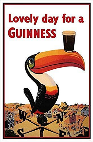 Buyartforless Guinness Beer Lovely Day Toucan on Weather-Vane 18x12 Advertising Art Print Poster Irish Stout Brew