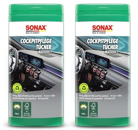 2x SONAX COCKPITPFLEGETÜCHER MATTEFFECT BOX COCKPIT PFLEGETÜCHER JE 25 STÜCK