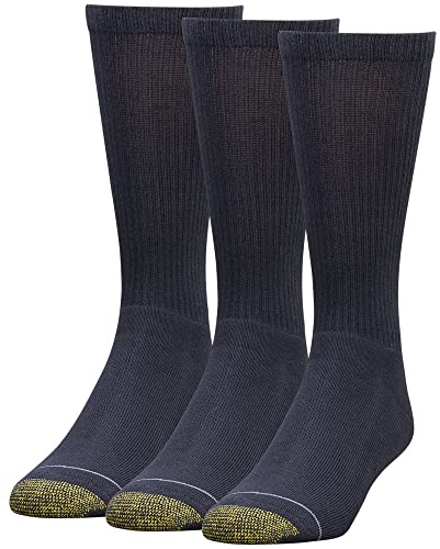 GOLDTOE Men's Uptown Crew Socks, 3-Pairs, Navy, Large
