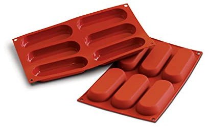 Silikomart 26.103.00.0060 SF103 Moule Forme Boudoir 6 Cavités Silicone Terre Cuite, Marron
