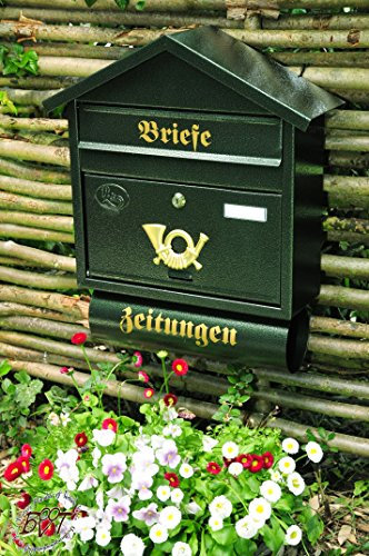 NEU Briefkasten Retro SD XXL grün dunkelgrün moosgrün S/gr mit Zeitungsrolle fertig montiert Postkasten Post