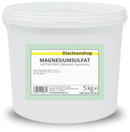 Epsom Salz 5kg - Bittersalz - Magnesiumsulfat - in Pharmaqualität (reiner als Lebensmittelqualität) - Badesalz für Magnesiumbäder
